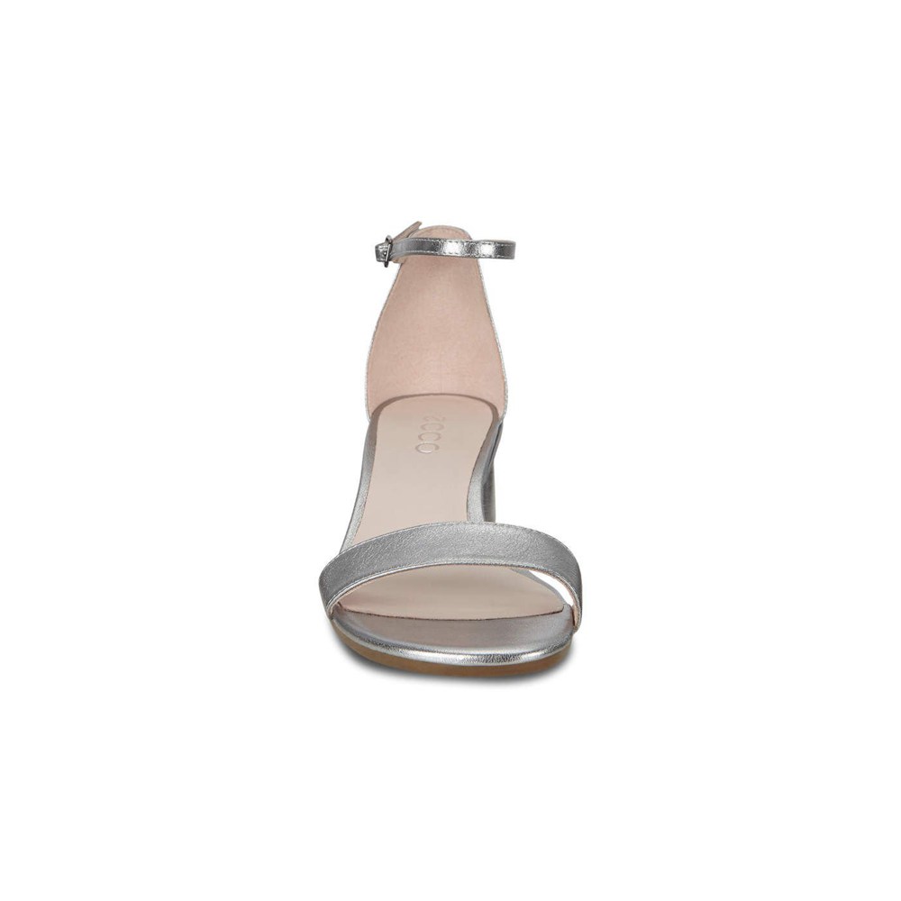 Womens Sandals - ECCO Elevate 45 Block Heel Strappy - Silver - 8150DCWHE